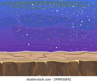 Cosmos background. Seamless platform. Starry sky landscape. Planets and their satellites. A bright comet. Flat style. Cartoon design. Vector