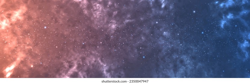Fondo Cosmos. Nebulosa estrellada con brillo mágico. Gran textura de espacio de color. Papel de pared cósmico brillante. Efecto realista del estrellado. Un cielo con gradiente brillante. Ilustración vectorial.
