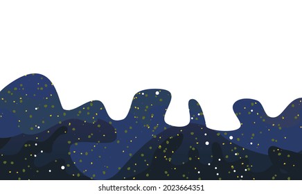 Cosmos background. Starry sky landscape. Bottom frame. Flat style. Cartoon design. Vector