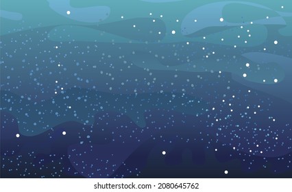 Cosmos background. Starry sky landscape. Blue color. Flat style. Cartoon design. Vector.