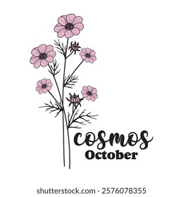 Cosmos - Birth Month Flowers T-shirt Design