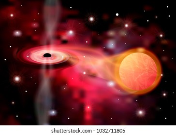  Cosmos Black hole in space. Stars and material falls into a black hole. black hole eating planets. Excess gas escapes from a black hole