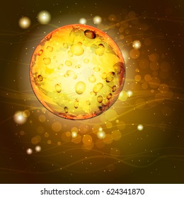 Cosmos bright. Wallpaper for your design. The texture is beautiful. The golden globe of the planet. Venus. Love planet