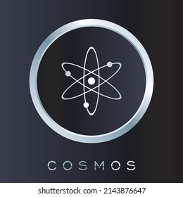 Cosmos cryptocurrency coin icon. Flat Vector illustration