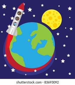 Cosmos, Earth, Moon and astronauts