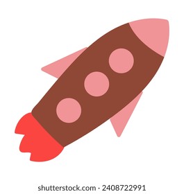 Cosmos element of colorful set. An engaging image seamlessly integrates artistic design with the dynamic energy of a rocket soaring through the cosmos. Vector illustration.
