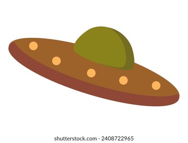 Cosmos element of colorful set. This illustration shows a combination of design elegance and space inspiration with a flying saucer. Vector illustration.