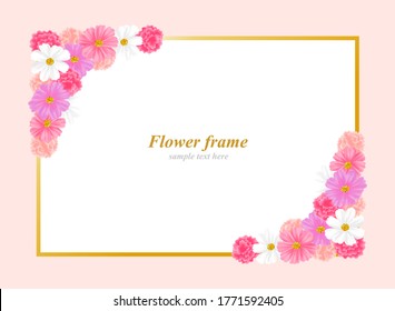 Cosmos flower frame illustration set