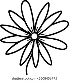 Cosmos Flower in Outline with Long Thin Petals Vector | Elegant Floral Icon | Minimalist Botanical Design for Logos, Prints, and Decorative Elements