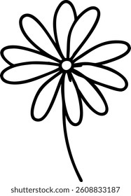 Cosmos Flower Outline with Long Thin Petals Vector Silhouette Design