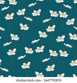 Cosmos flower pattern. Springtime wildflower. Seamless pattern. For fabric, print, paper, cover, wrap.