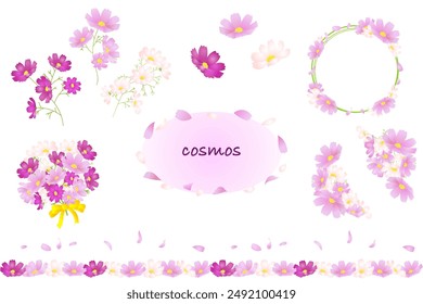 Cosmos flower and petal material assortment set