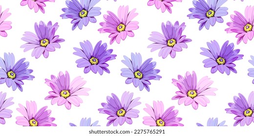 Cosmos flower vector seamless pattern