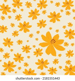 Cosmos flowers pastel orange background