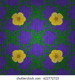 Cosmos flowers seamless pattern on a violet background. Cute vector floral background.