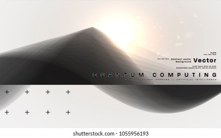 Cosmos futuristic abstract background, quantum space exploration and technology vector poster. Minimalistic shapes, stars and lights for science placards, banners and presentations.