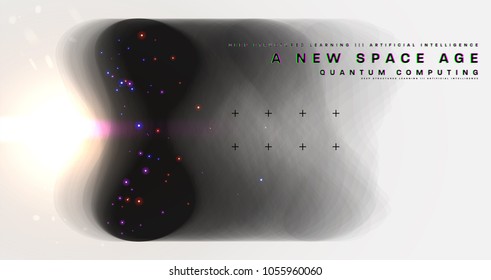 Kosmos futuristischer abstrakter Hintergrund, Quantenraumforschung und Technologie-Vektorplakat. Minimalistische Formen, Sterne und Lichter für wissenschaftliche Plakate, Banner und Präsentationen.