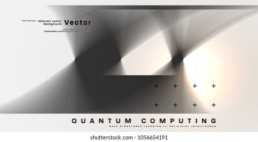 Cosmos futuristic abstract background, quantum space exploration and technology vector poster. Minimalistic shapes, stars and lights for science placards, banners and presentations.