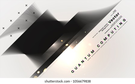 Cosmos futuristic abstract background, quantum space exploration and technology vector poster. Minimalistic shapes, stars and lights for science placards, banners and presentations.