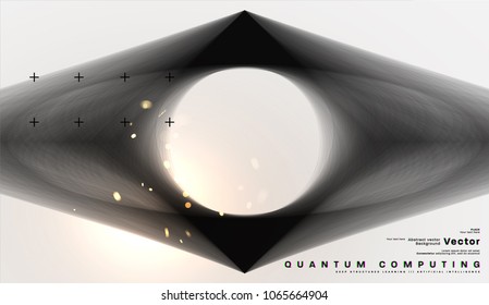 Cosmos futuristic abstract background, quantum space exploration and technology vector poster. Minimalistic shapes, stars and lights for science placards, banners and presentations.