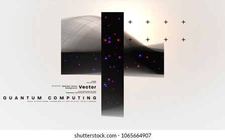 Cosmos futuristic abstract background, quantum space exploration and technology vector poster. Minimalistic shapes, stars and lights for science placards, banners and presentations.