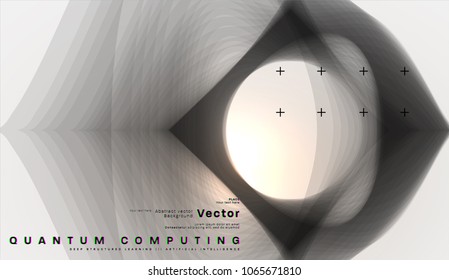 Cosmos futuristic abstract background, quantum space exploration and technology vector poster. Minimalistic shapes, stars and lights for science placards, banners and presentations.