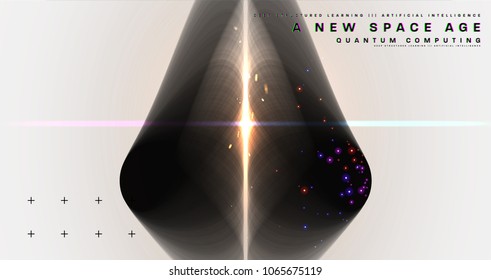 Cosmos futuristic abstract background, quantum space exploration and technology vector poster. Minimalistic shapes, stars and lights for science placards, banners and presentations.