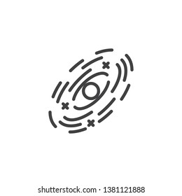 Cosmos galaxy with black hole line icon. linear style sign for mobile concept and web design. Galaxy rotation outline vector icon. Symbol, logo illustration. Pixel perfect vector graphics