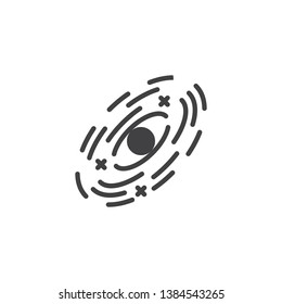 Cosmos galaxy with black hole vector icon. filled flat sign for mobile concept and web design. Galaxy rotation glyph icon. Symbol, logo illustration. Pixel perfect vector graphics