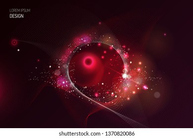 Cosmos galaxy universe wallpaper. Flash explosion planet in space. Technology, science and entertainment background. Creative star glowing advertising banner. Swirl horizon of events, black hole