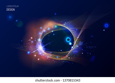 Cosmos galaxy universe wallpaper. Technology, science and entertainment background. Creative star glowing frame for advertising banner. Swirl horizon of events, black hole or supernova 