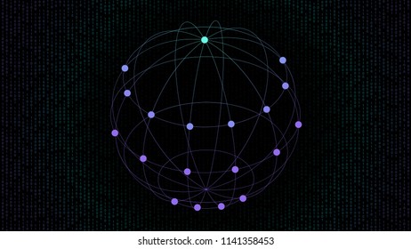 cosmos grid sci fi background card poster . dots connected with lines , stars map or polygon mesh , black purple full ultra hd wallpaper screen saver