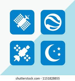cosmos icon. 4 cosmos set with night, planet earth, space and satellite vector icons for web and mobile app