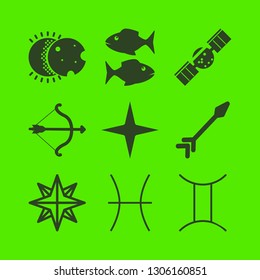 cosmos icon set with star, pisces and satellite vector illustration