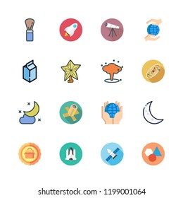 cosmos icon set. vector set about telescope, planet earth, explosion and powder icons set.