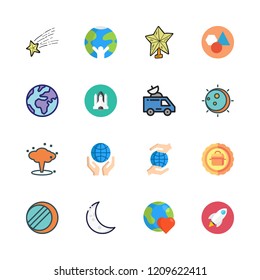 cosmos icon set. vector set about satellite, explosion, planet earth and space shuttle icons set.