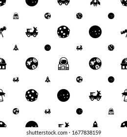 cosmos icons pattern seamless. Included editable filled moon, astronaut, spaceship, moon rover, space, constellation, observatory, ufo icons. cosmos icons for web and mobile.