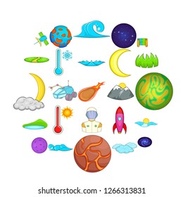 Cosmos icons set. Cartoon set of 25 cosmos vector icons for web isolated on white background