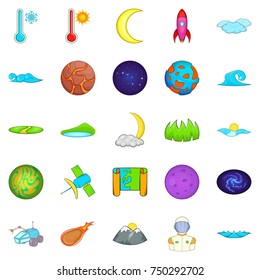 Cosmos icons set. Cartoon set of 25 cosmos vector icons for web isolated on white background