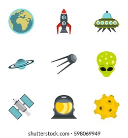 Cosmos icons set. Flat illustration of 9 cosmos vector icons for web