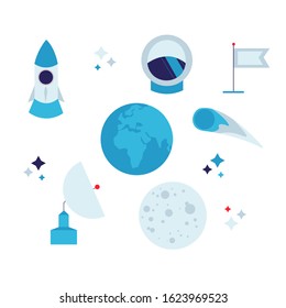 Cosmos illustration on a white background star earth. EPS 10