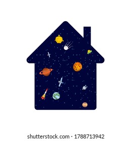 Cosmos inside house. Stars in home. Inner world concept Microcosm
