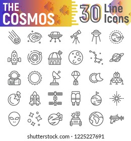 Cosmos line icon set, space symbols collection, vector sketches, logo illustrations, astronomy signs linear pictograms package isolated on white background, eps 10.