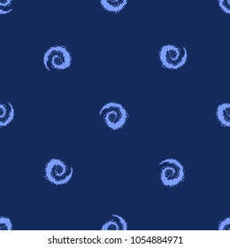 Cosmos patches seamless pattern design with galaxy in doodle style. Cute kids cosmic print on black blue background.