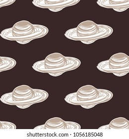 Cosmos patches seamless pattern design with saturn in doodle style. Cute kids cosmic print on black blue background.