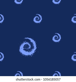 Cosmos patches seamless pattern design with galaxy in doodle style. Cute kids cosmic print on black blue background.