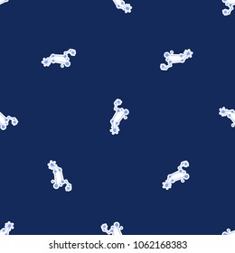 Cosmos patches seamless pattern design with constellation in doodle style. Cute kids cosmic print on black blue background.