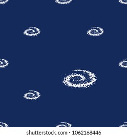 Cosmos patches seamless pattern design with galaxy spiral in doodle style. Cute kids cosmic print on black blue background.