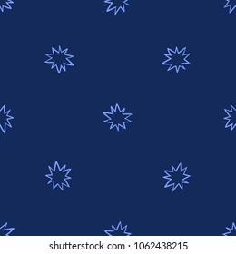 Cosmos patches seamless pattern design with big star in doodle style. Cute kids cosmic print on black blue background.