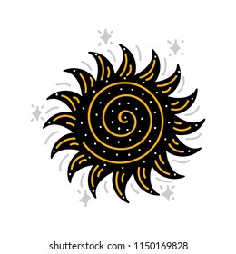Cosmos print. Black vector illustration. Nursery poster